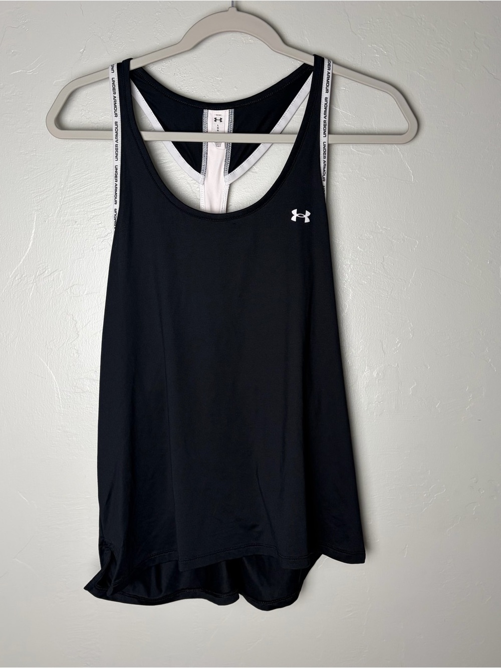 Under Armour Black Tank with White Strap Accents